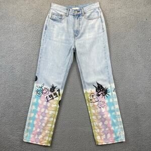 BDG Cowboy Jean 27 Artsy Rainbow High Rise Graffiti Ecclectic Urban Outfitters